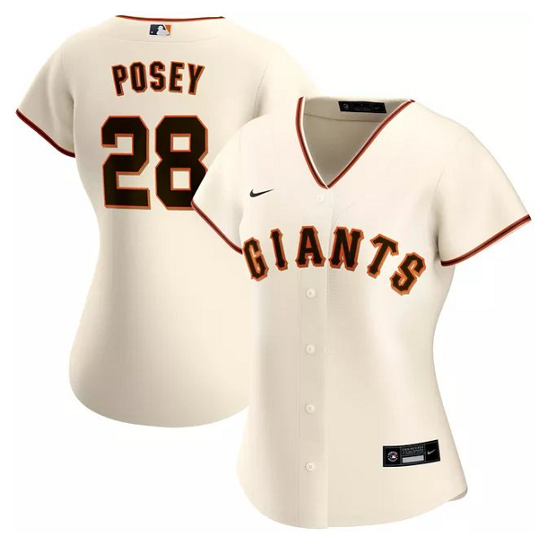 Women's San Francisco Giants #28 Buster Posey Cream Cool Base Stitched Jersey(Run Small）
